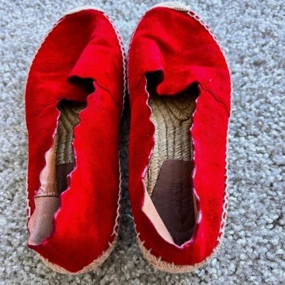 Chloe Scalloped Espadrille Flats - Red Leather Suede - Size 6 (EU 36) - Picture 5 of 5